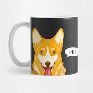 Cute Corgi Dog Waving Hand Mug